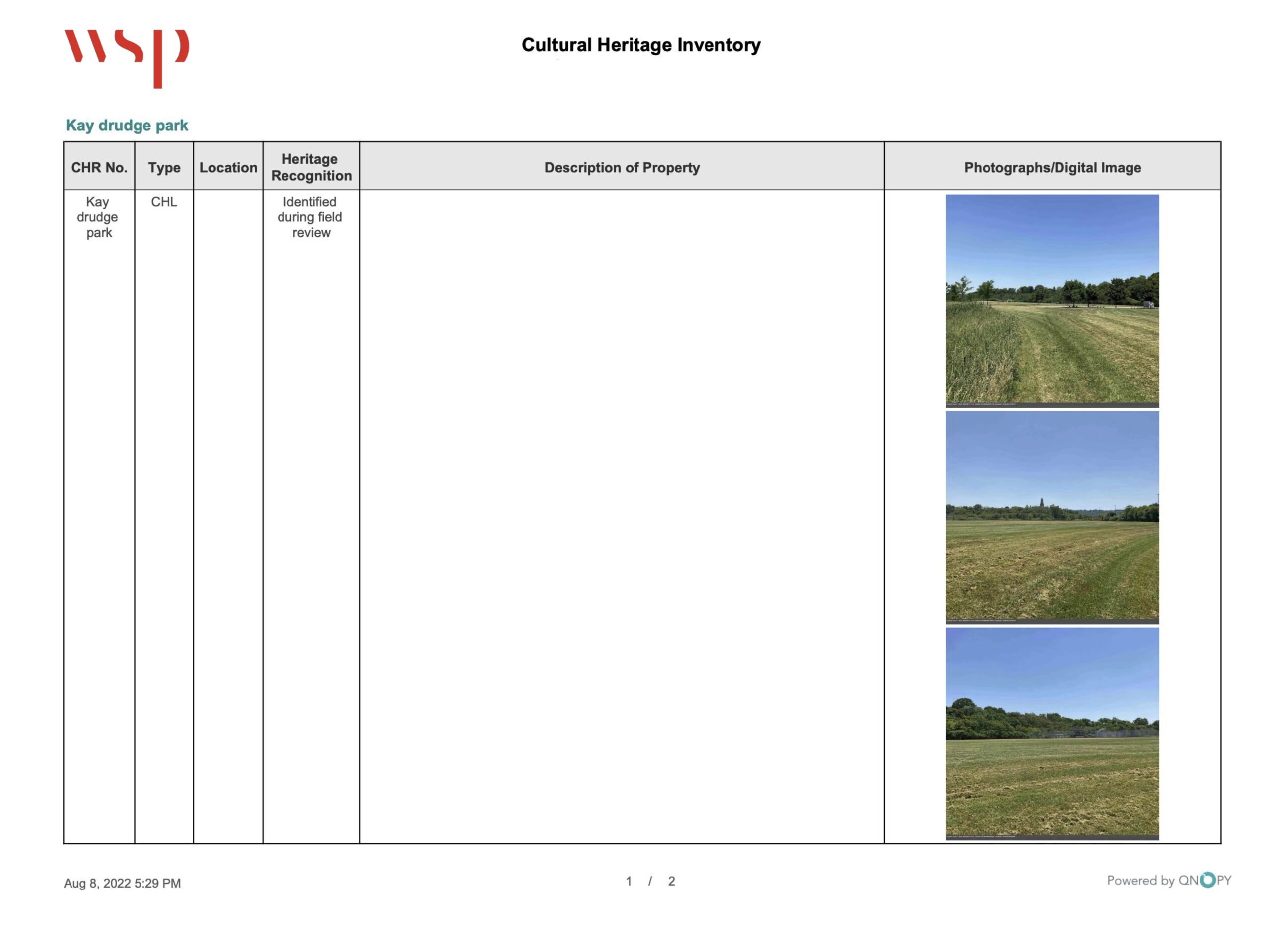 cultural heritage inventory cultural heritage inventory